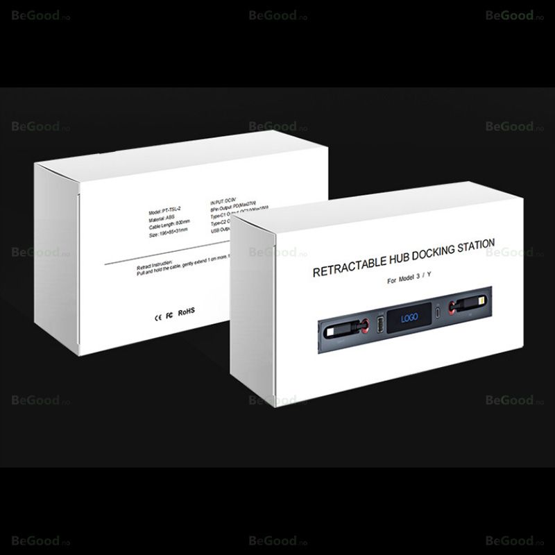 USB Hub Bar - Tesla Model 3 & Y - Uttrekkbare ladekabler